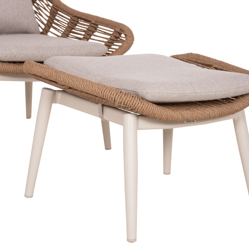 ΠΟΛΥΘΡΟΝΑ LOUNGE ΜΕ ΥΠΟΠΟΔΙΟ REMVAZZO HM6561.02 ΑΛΟΥΜΙΝΙΟ ΜΠΕΖ--WICKER 90x85x96Υεκ