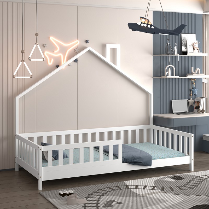 ΚΡΕΒΑΤΙ ΠΑΙΔΙΚΟ HOUSER HM740.03 τ.MONTESSORI ΞΥΛΟ ΠΕΥΚΟ ΛΕΥΚΟ--ΓΙΑ 190x90εκ