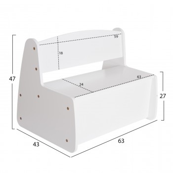 ΠΑΓΚΑΚΙ ΠΑΙΔΙΚΟ ΜΕ ΑΠΟΘ.ΧΩΡΟ RICKI HM18342.03 MDF & ΚΟΝΤΡΑΠΛΑΚΕ ΛΕΥΚΟ 63x43x47Υεκ