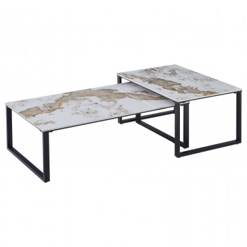 ΤΡΑΠΕΖΙ ΣΑΛΟΝΙΟΥ 2ΤΜΧ TERREN HM18365.01 ΜΕΤΑΛΛΟ--SINTERED STONE PANDORA 120x70x45Υεκ