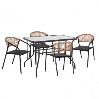 ΣΕΤ ΤΡΑΠΕΖΑΡΙΑΣ 5ΤΜΧ ADAM HM10727.03 ΚΑΡΕΚΛΕΣ ΜΕΤΑΛΛΙΚΕΣ & ΤΡΑΠΕΖΙ 110x60εκ ΜΑΥΡΟ