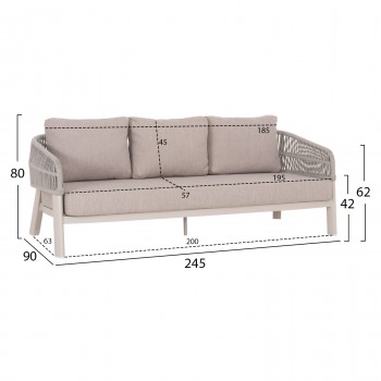 ΣΕΤ ΣΑΛΟΝΙ 4ΤΜΧ MAHAL HM6424.02 ΚΡΕΜ ΑΛΟΥΜΙΝΙΟ--ΜΠΕΖ OLEFIN & ΣΧΟΙΝΙ STRAP