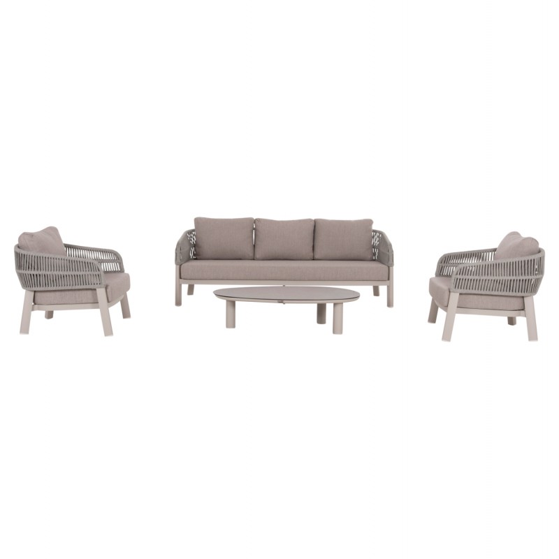 ΣΕΤ ΣΑΛΟΝΙ 4ΤΜΧ MAHAL HM6424.02 ΚΡΕΜ ΑΛΟΥΜΙΝΙΟ--ΜΠΕΖ OLEFIN & ΣΧΟΙΝΙ STRAP