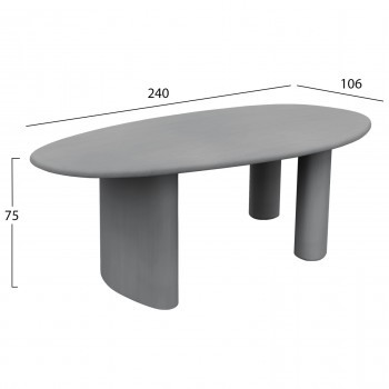 ΤΡΑΠΕΖΙ ΤΡΑΠΕΖΑΡΙΑΣ ΟΒΑΛ VOLPE HM6599.01 ΓΚΡΙ FIBER CEMENT 240x100x75Υεκ