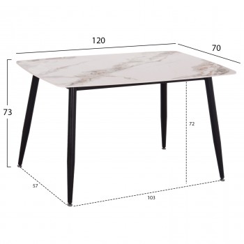 ΤΡΑΠΕΖΙ RAVEN HM9854.04 ΚΕΡΑΜΙΚΟ TOP ΜΕ ΟΨΗ ΜΑΡΜΑΡΟΥ τ.CALACATTA 120x70x73Υεκ.