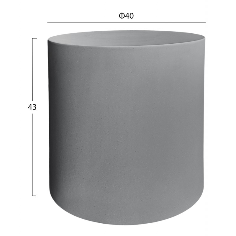 ΤΡΑΠΕΖΙ ΒΟΗΘΗΤΙΚΟ ΣΤΡΟΓΓΥΛΟ KYOKO HM6592.01 ΓΚΡΙ FIBER CEMENT Φ40x43Υεκ.