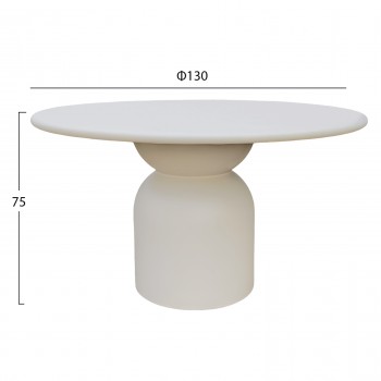 ΤΡΑΠΕΖΙ ΤΡΑΠΕΖΑΡΙΑΣ ΣΤΡΟΓΓΥΛΟ KAZVIN HM6582.02 ΜΠΕΖ FIBER CEMENT Φ130x75Υεκ