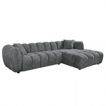 ΚΑΝΑΠΕΣ ΓΩΝΙΑ (ΔΕΞΙΑ) LYKKE HM3326.01R ΓΚΡΙ ΥΦΑΣΜΑ 280x89-165(η γωνία)x70Υεκ