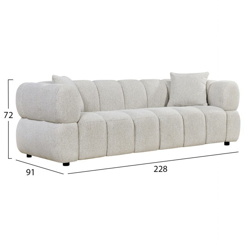 ΚΑΝΑΠΕΣ 3-ΘΕΣΙΟΣ NORIKA HM3331.02 ΕΚΡΟΥ ΥΦΑΣΜΑ 228x91x72Υεκ.