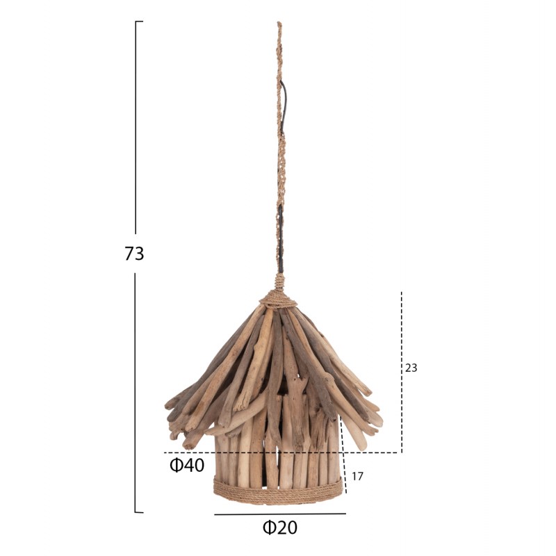 ΦΩΤΙΣΤΙΚΟ ΟΡΟΦΗΣ ΚΡΕΜΑΣΤΟ TREIT HM4874 DRIFTWOOD ΣΕ ΦΥΣΙΚΟ Φ40x73Υεκ [1xΕ27]