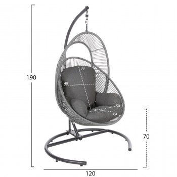 ΚΡΕΜΑΣΤΗ ΦΩΛΙΑ RULER HM6083.02 ΚΑΠΟΥΤΣΙΝΟ ΜΕΤΑΛ.- P.E.RATTAN-ΜΑΞΙΛΑΡΙ 120x110x190Υ