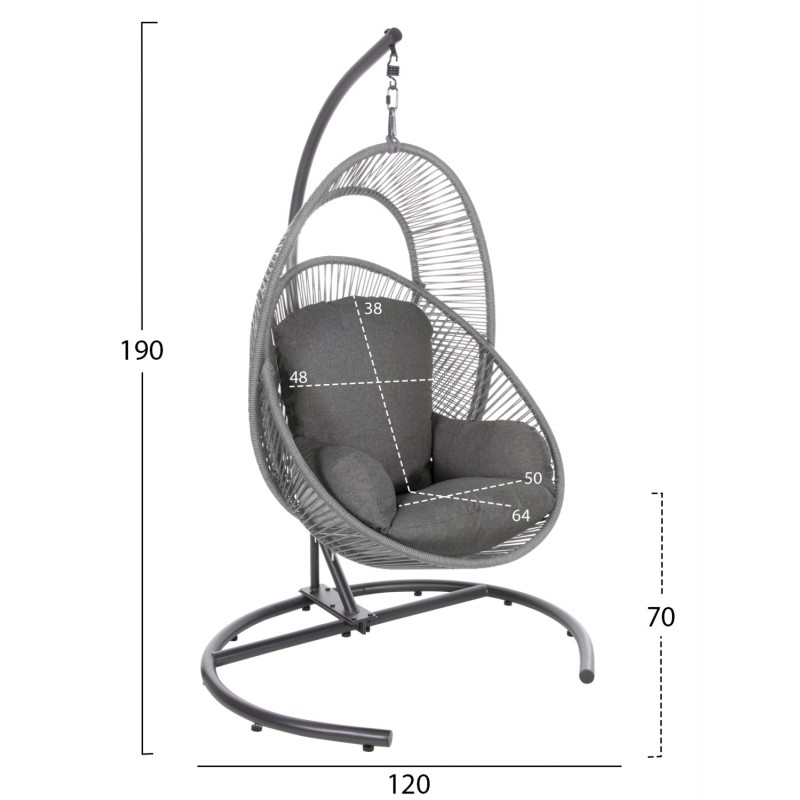 ΚΡΕΜΑΣΤΗ ΦΩΛΙΑ RULER HM6083.02 ΚΑΠΟΥΤΣΙΝΟ ΜΕΤΑΛ.- P.E.RATTAN-ΜΑΞΙΛΑΡΙ 120x110x190Υ
