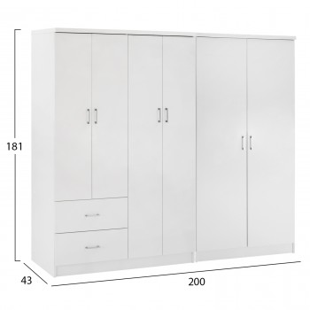ΝΤΟΥΛΑΠΑ 6ΦΥΛΛΗ BLAKELY HM21235.05 ΜΕΛΑΜΙΝΗ ΧΡΩΜΑ ΛΕΥΚΟ 201x43x181Υεκ
