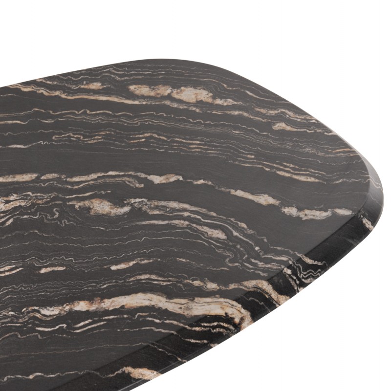 ΤΡΑΠΕΖΙ ΟΒΑΛ RODDEN HM11903.02 ΜΕ WERZALIT BLACK/GOLD MARBLE-ΜΑΥΡΗ ΒΑΣΗ 146x94x75Υεκ