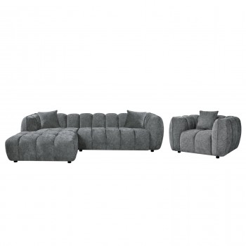 ΣΕΤ ΚΑΝΑΠΕΣ ΓΩΝΙΑ (ΑΡΙΣΤΕΡΗ)-ΠΟΛΥΘΡΟΝΑ LOUNGE LYKKE HM10820.01L ΓΚΡΙ ΥΦΑΣΜΑ