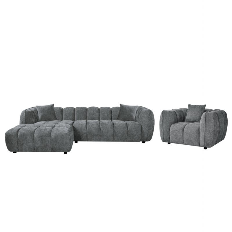 ΣΕΤ ΚΑΝΑΠΕΣ ΓΩΝΙΑ (ΑΡΙΣΤΕΡΗ)-ΠΟΛΥΘΡΟΝΑ LOUNGE LYKKE HM10820.01L ΓΚΡΙ ΥΦΑΣΜΑ