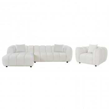 ΣΕΤ ΚΑΝΑΠΕΣ ΓΩΝΙΑ (ΑΡΙΣΤΕΡΗ)-ΠΟΛΥΘΡΟΝΑ LOUNGE LYKKE HM10820.02L ΕΚΡΟΥ ΥΦΑΣΜΑ