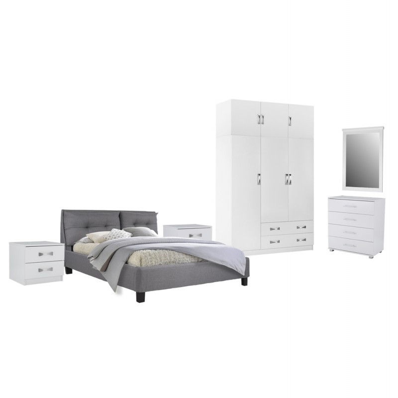 ΣΕΤ ΚΡΕΒΑΤΟΚΑΜΑΡΑΣ 6ΤΜΧ CARLY HM10884.05 ΜΕΛΑΜΙΝΗ ΛΕΥΚΗ-ΥΦΑΣΜΑ ΓΚΡΙ