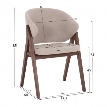 ΚΑΡΕΚΛΑ HANA HM9746.11 RUBBERWOOD ΣΕ ΜΑΥΡΟ ΧΡΩΜΑ-ΓΚΡΙ ΥΦΑΣΜΑ 55,5x60x85Yεκ.