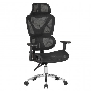 ΚΑΡΕΚΛΑ ΓΡΑΦΕΙΟΥ NOVAR HM1217.01 ΜΑΥΡO MESH--ΒΑΣΗ ΧΡΩΜΙΟΥ 51x49x129Υεκ