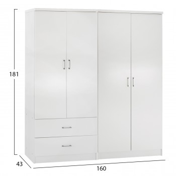 ΝΤΟΥΛΑΠΑ 4-ΦΥΛΛΗ ΜΕ 2 ΣΥΡΤΑΡΙΑ JENNA HM11351.05 ΜΕΛΑΜΙΝΗ ΣΕ ΛΕΥΚΟ 160x43x181Υ