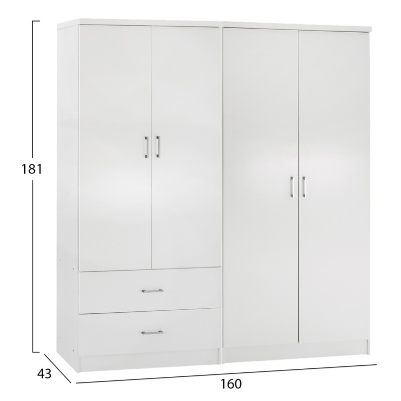 ΝΤΟΥΛΑΠΑ 4-ΦΥΛΛΗ ΜΕ 2 ΣΥΡΤΑΡΙΑ JENNA HM11351.05 ΜΕΛΑΜΙΝΗ ΣΕ ΛΕΥΚΟ 160x43x181Υ