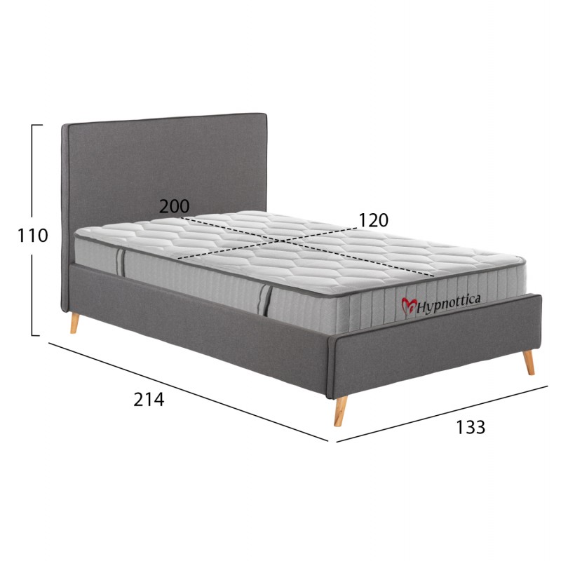ΚΡΕΒΑΤΙ ΗΜΙΔΙΠΛΟ ΜΕ ΣΤΡΩΜΑ MAYLIN HM10758.10 ΓΚΡΙ ΥΦΑΣΜΑ--ΣΤΡΩΜΑ 120Χ200εκ