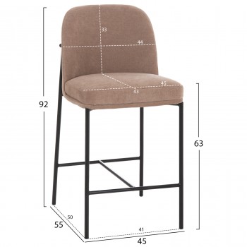 ΣΚΑΜΠΟ ΜΠΑΡ ΜΕΣ.ΥΨΟΥΣ MANIDO HM18427.02 TAUPE ΥΦΑΣΜΑ-ΜΕΤΑΛ.ΜΑΥΡΟΣ ΣΚΕΛΕΤΟΣ 45x55x92Υεκ