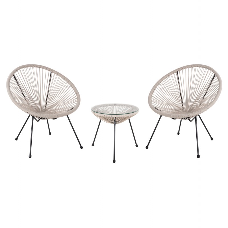 ΣΕΤ ΕΞΩΤΕΡΙΚΟΥ ΧΩΡΟΥ 3ΤΜΧ ACAPULCO HM11861.03 P.E.RATTAN ΕΚΡΟΥ-ΜΕΤΑΛΛΟ ΣΕ ΜΑΥΡΟ