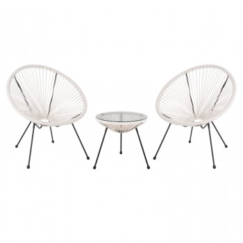 ΣΕΤ ΕΞΩΤΕΡΙΚΟΥ ΧΩΡΟΥ 3ΤΜΧ ACAPULCO HM11861.12 P.E.RATTAN ΛΕΥΚΟ-ΜΕΤΑΛΛΟ ΣΕ ΜΑΥΡΟ