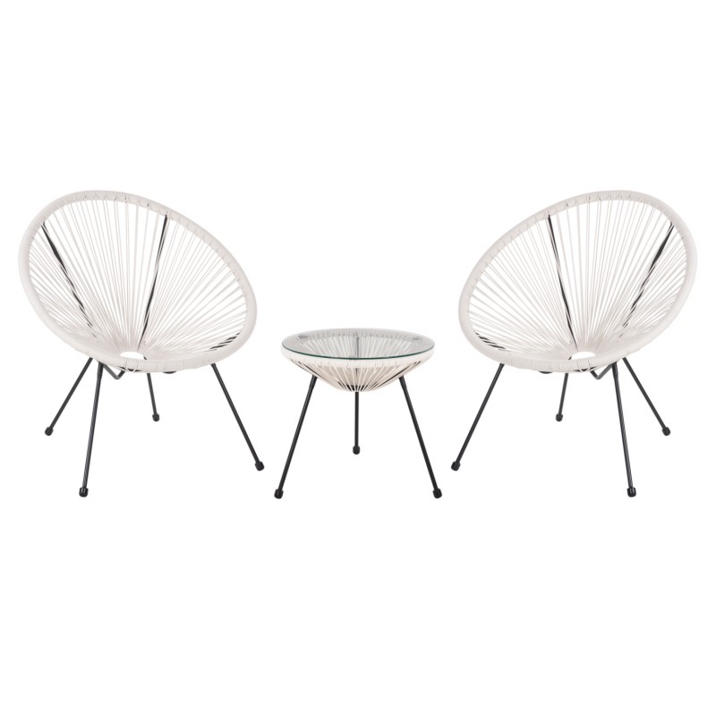 ΣΕΤ ΕΞΩΤΕΡΙΚΟΥ ΧΩΡΟΥ 3ΤΜΧ ACAPULCO HM11861.12 P.E.RATTAN ΛΕΥΚΟ-ΜΕΤΑΛΛΟ ΣΕ ΜΑΥΡΟ