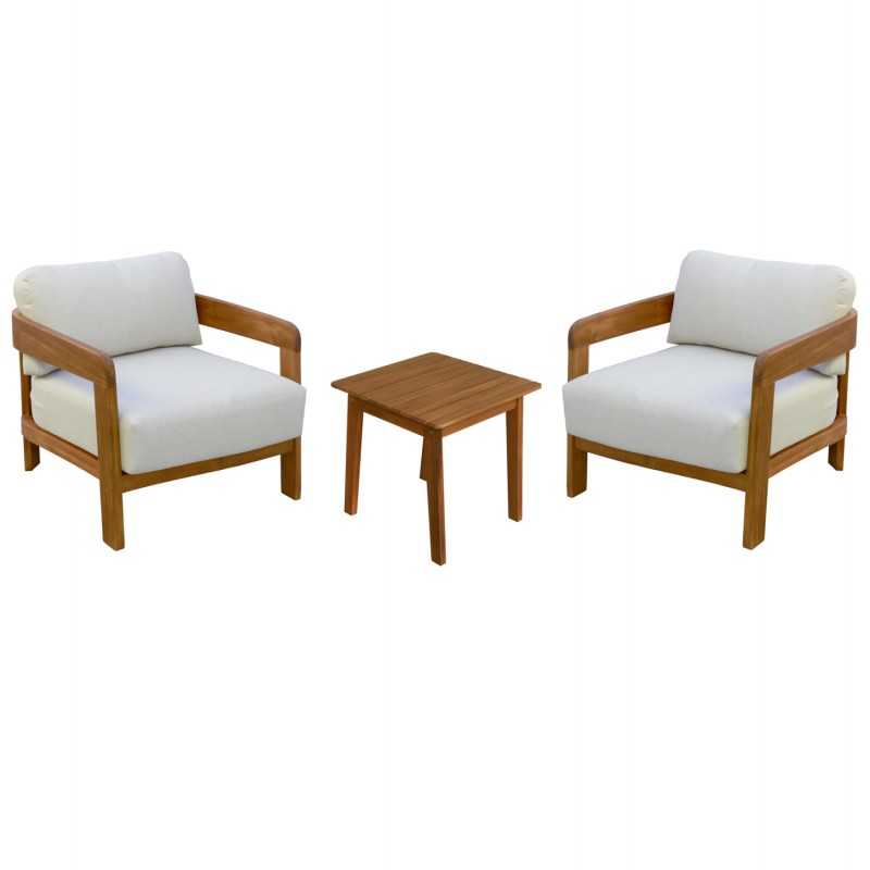 LOUNGE ΣΕΤ SOLARA HM10892 ΤΡΑΠΕΖΑΚΙ & 2 ΠΟΛΥΘΡΟΝΕΣ--ΞΥΛΟ ΑΚΑΚΙΑΣ--ΕΚΡΟΥ ΜΑΞΙΛΑΡΙΑ