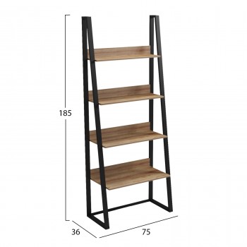 ΡΑΦΙΕΡΑ IZABEL HM18376.01 ΜΕΤΑΛΛΟ--ΜΕΛΑΜΙΝΗ ΣΕ OAK 75x36x185Υεκ.