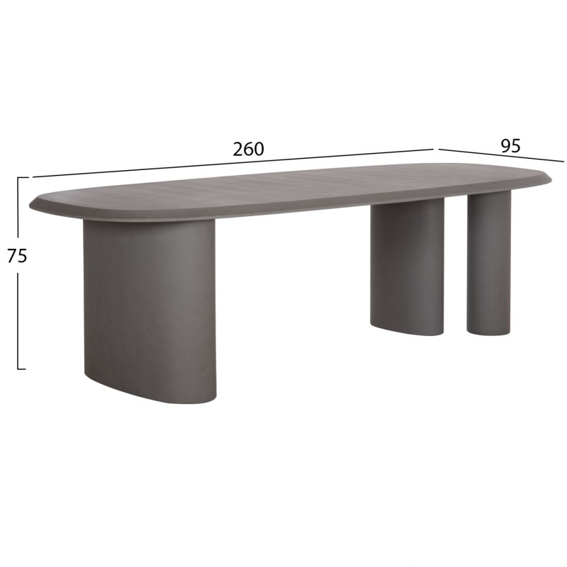 ΤΡΑΠΕΖΙ ΤΡΑΠΕΖΑΡΙΑΣ FIBER CEMENT ΟΒΑΛ GLEN HM6598.01 ΓΚΡΙ 260x95x75Υεκ