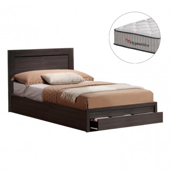 ΚΡΕΒΑΤΙ ΜΟΝΟ ΜΕ ΣΥΡΤΑΡΙ & ΣΤΡΩΜΑ MELANY HM10756.02 ΜΕΛΑΜΙΝΗ ZEBRANO--ΓΙΑ 90x190εκ