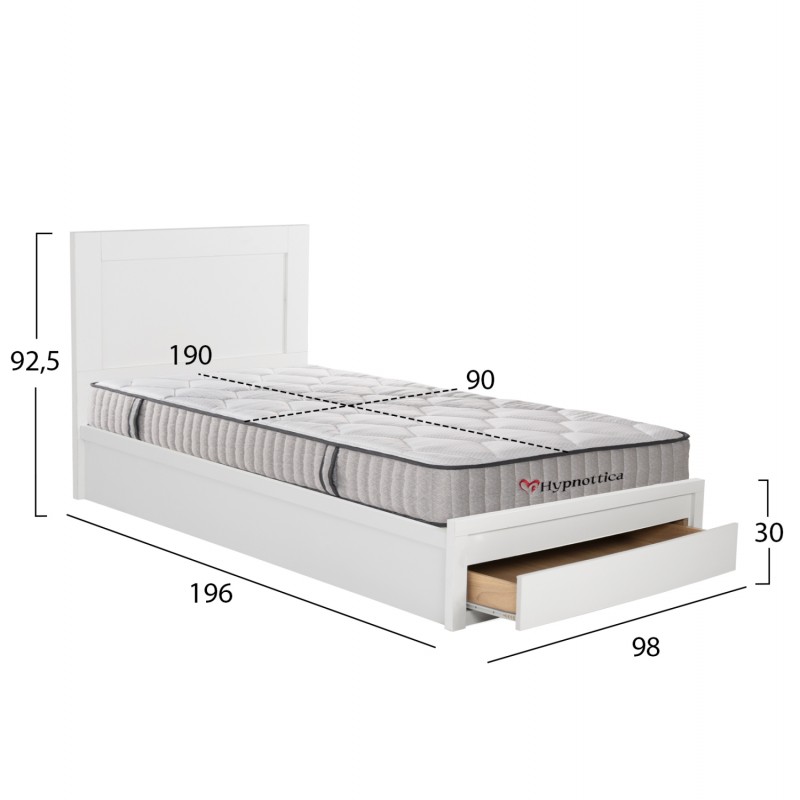 ΚΡΕΒΑΤΙ ΜΟΝΟ ΜΕ ΣΥΡΤΑΡΙ & ΣΤΡΩΜΑ MELANY HM10756.05 ΜΕΛΑΜΙΝΗ ΛΕΥΚΗ--ΓΙΑ 90x190εκ