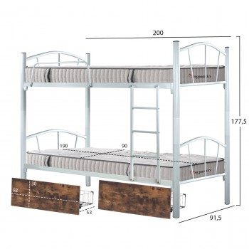 ΚΟΥΚΕΤΑ ΜΕ 2 ΣΥΡΤΑΡΙΑ ΚΑΦΕ & ΣΤΡΩΜΑΤΑ 90X190εκ FLOOR HM10749.01 ΜΕΤΑΛΛΟ ΛΕΥΚΟ