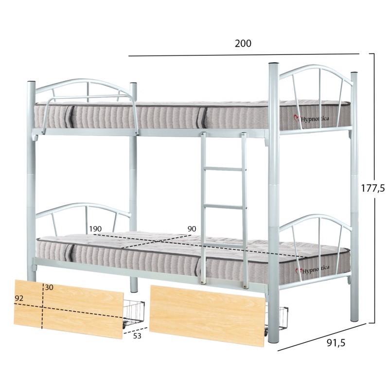 ΚΟΥΚΕΤΑ ΜΕ 2 ΣΥΡΤΑΡΙΑ SONAMA & ΣΤΡΩΜΑΤΑ 90X190εκ FLOOR HM10749.02 ΜΕΤΑΛΛΟ ΛΕΥΚΟ