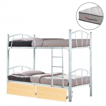 ΚΟΥΚΕΤΑ ΜΕ 2 ΣΥΡΤΑΡΙΑ SONAMA & ΣΤΡΩΜΑΤΑ 90X190εκ FLOOR HM10749.02 ΜΕΤΑΛΛΟ ΛΕΥΚΟ
