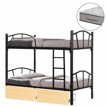 ΚΟΥΚΕΤΑ ΜΕ 2 ΣΥΡΤΑΡΙΑ SONAMA & ΣΤΡΩΜΑΤΑ 90X190εκ FLOOR HM10749.04 ΜΕΤΑΛΛΟ ΜΑΥΡΟ