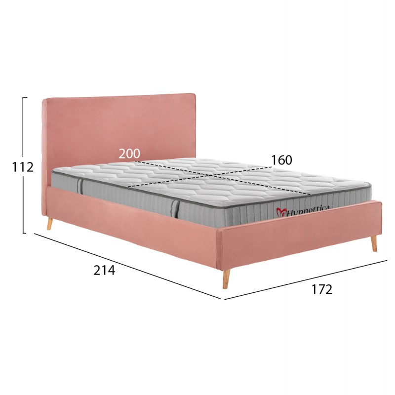 ΚΡΕΒΑΤΙ ΔΙΠΛΟ ΜΕ ΣΤΡΩΜΑ INDRA HM10769.03 ΒΕΛΟΥΔΟ ΣΑΠΙΟ ΜΗΛΟ--ΓΙΑ ΣΤΡΩΜΑ 160x200εκ