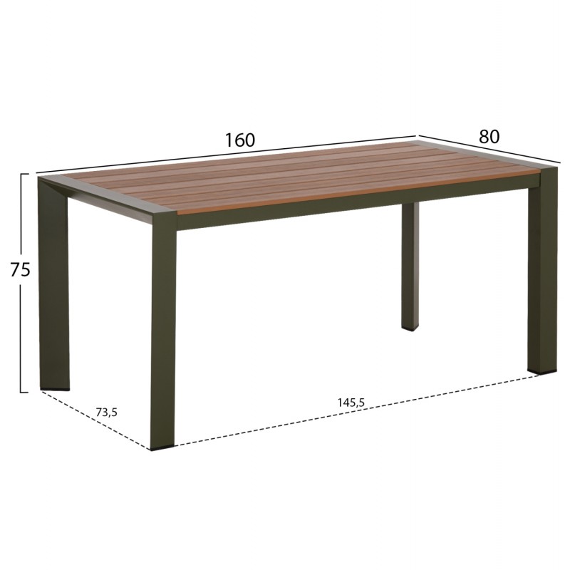 ΤΡΑΠΕΖΙ ΕΞΩΤ.ΧΩΡΟΥ GOYA HM6059.07 ΑΛΟΥΜΙΝΙΟ ΣE OLIVE GREEN & POLYWOOD 160X80Χ75Υεκ.