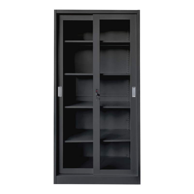 ΒΙΒΛΙΟΘΗΚΗ ΜΕ ΣΥΡΟΜΕΝΕΣ ΠΟΡΤΕΣ SIDER HM6632.01 ΜΕΤΑΛΛΙΚΗ ΜΑΥΡΗ 90x40x185Υεκ