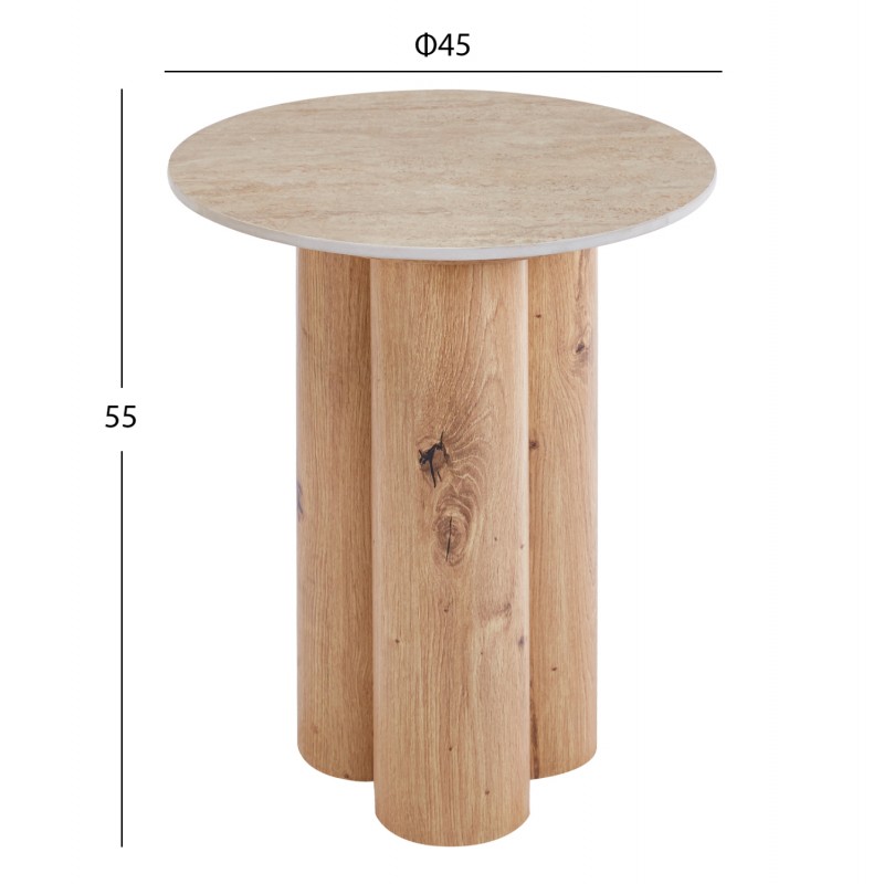 ΤΡΑΠΕΖΙ ΒΟΗΘΗΤΙΚΟ SILVA HM18444 ΚΕΡΑΜΙΚΟ TOP ΟΨΗ ΤΡΑΒΕΡΤΙΝΑΣ-MDF ΦΥΣΙΚΟ Φ45x55Υεκ.