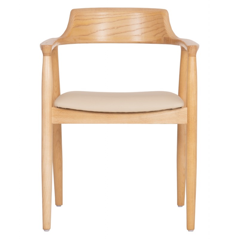 ΠΟΛΥΘΡΟΝΑ ΤΡΑΠΕΖΑΡΙΑΣ TARGA HM18336.11 RUBBERWOOD ΦΥΣΙΚΟ & PU ΕΚΡΟΥ 58x54x78Yεκ