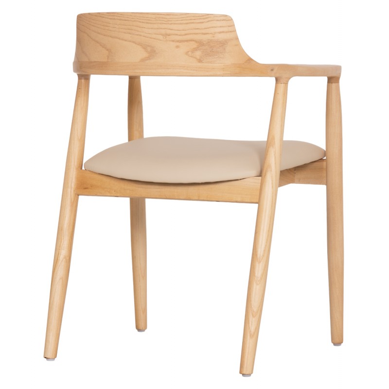 ΠΟΛΥΘΡΟΝΑ ΤΡΑΠΕΖΑΡΙΑΣ TARGA HM18336.11 RUBBERWOOD ΦΥΣΙΚΟ & PU ΕΚΡΟΥ 58x54x78Yεκ