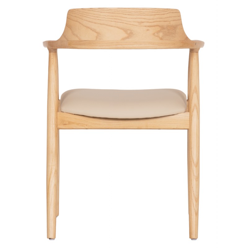 ΠΟΛΥΘΡΟΝΑ ΤΡΑΠΕΖΑΡΙΑΣ TARGA HM18336.11 RUBBERWOOD ΦΥΣΙΚΟ & PU ΕΚΡΟΥ 58x54x78Yεκ
