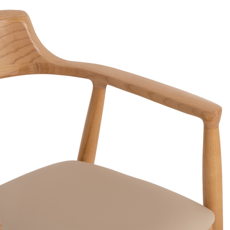 ΠΟΛΥΘΡΟΝΑ ΤΡΑΠΕΖΑΡΙΑΣ TARGA HM18336.11 RUBBERWOOD ΦΥΣΙΚΟ & PU ΕΚΡΟΥ 58x54x78Yεκ
