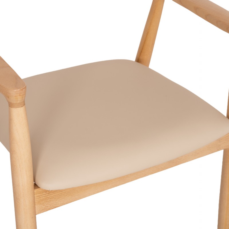 ΠΟΛΥΘΡΟΝΑ ΤΡΑΠΕΖΑΡΙΑΣ TARGA HM18336.11 RUBBERWOOD ΦΥΣΙΚΟ & PU ΕΚΡΟΥ 58x54x78Yεκ