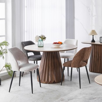 ΤΡΑΠΕΖΙ ΣΤΡΟΓΓΥΛΟ WALDEN HM18440 ΚΕΡΑΜΙΚΟ TOP ΣΕ ΤΡΑΒΕΡΤΙΝΑ--MDF ΒΑΣΗ Φ120x76Υεκ